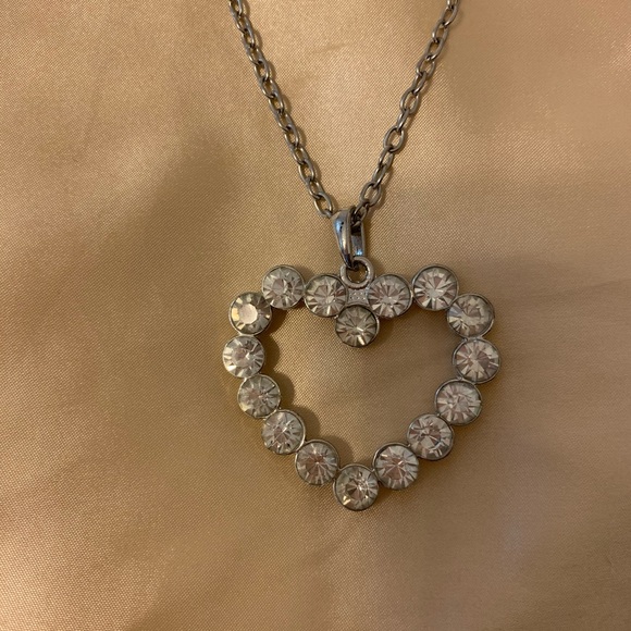 Silver Heart Earring and Necklace Set - Picture 2 of 4